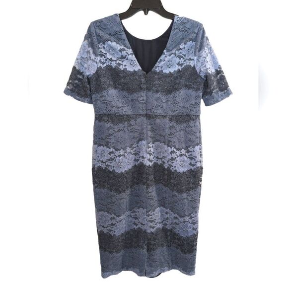 A Pea in the pod Maternity Blue floral Lace formal short sleeve shift dress S - Picture 3 of 6